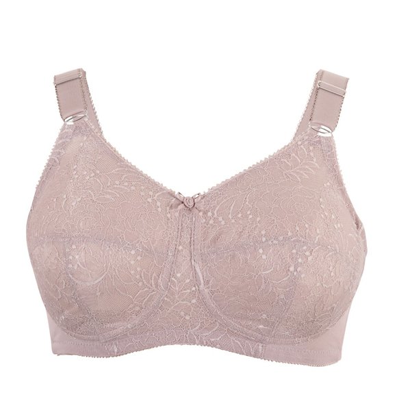 Set Of 3! 40DD Glamorise COMFORT LIFT Bra (COTTON-LINED) Wireless LACE Taupe NEW - Picture 3 of 16